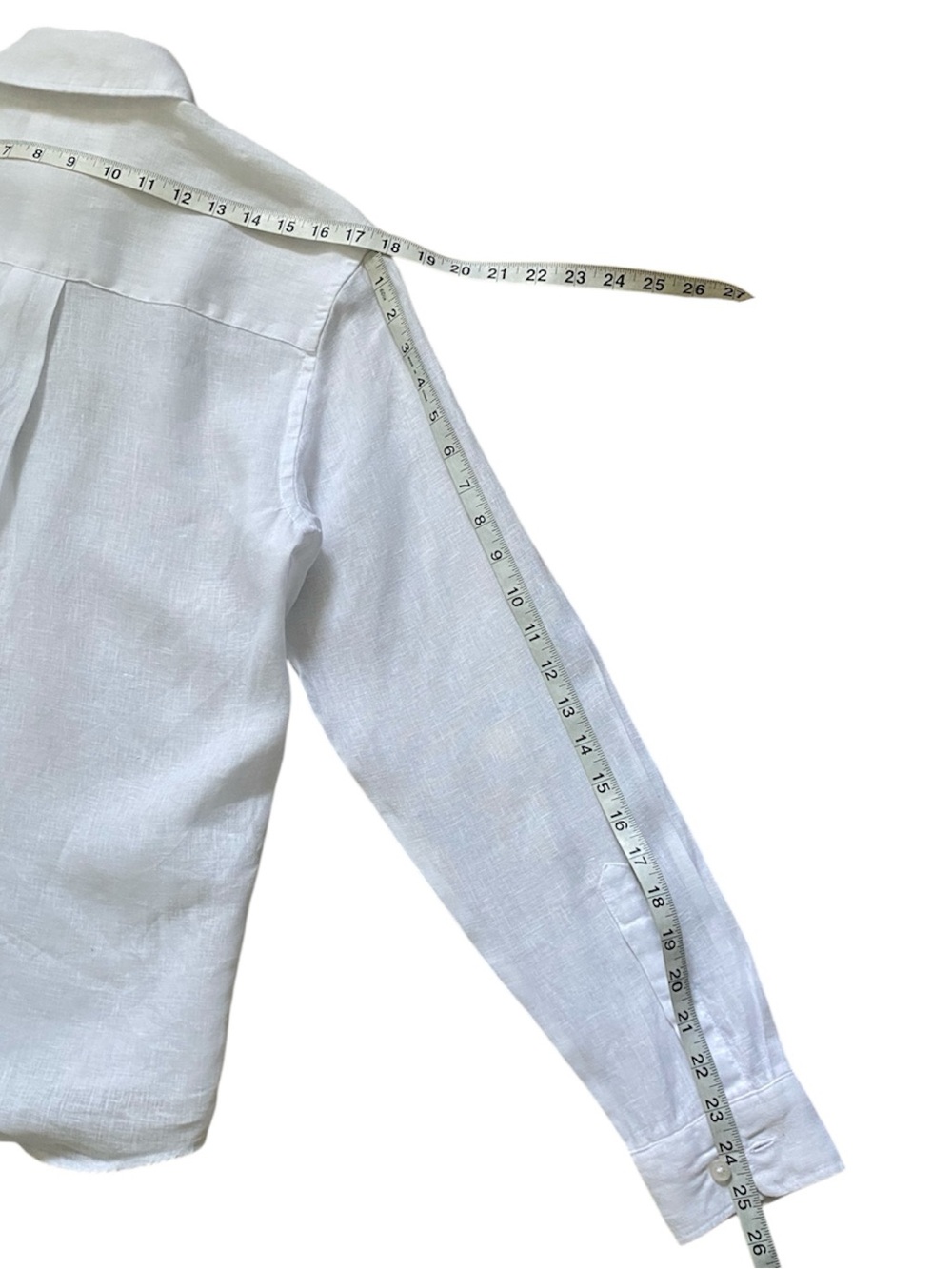 Men's White Long-Sleeve Linen Dress Shirt - Picture 5 of 5